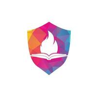 diseño del logotipo del vector de fuego del libro. plantilla de diseño de logotipo de vector de libro de motivación.