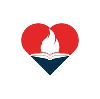 Education fire vector logo design. Education fire heart icon design.Print