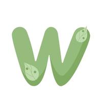 letra w verde decorativa para el diseño del nombre. vector