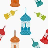 ilustración vectorial de lámparas árabes de estilo plano editable con varios colores como patrón sin costuras para crear un fondo de tema islámico ocasional como el ramadán y el eid o la cultura árabe vector