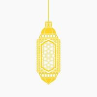 Editable Isolated Hanging Patterned Yellow Arabian Lamp Vector Illustration in Flat Monochrome Style for Islamic Occasional Theme Purposes Such as Ramadan and Eid Also Arab Culture Design Needs