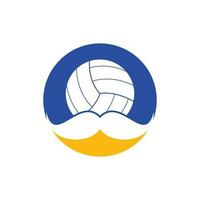 fuerte diseño de logotipo de vector de voleibol. Diseño de icono de vector de bigote y voleibol.