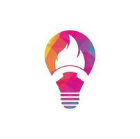 Hot call bulb shape vector logo design concept. Handset and fire icon.