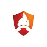 concepto de diseño de logotipo vectorial de llamada en caliente. icono de teléfono y fuego. vector