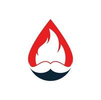 plantilla de diseño de logotipo de vector de fuego de bigote. diseño de icono de fuego y gota de bigote