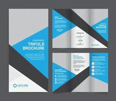 Corporate trifold brochure template. Modern, Creative, and Professional tri-fold brochure vector design. Simple and minimalist layout with blue color. Corporate Business Trifold Brochure.