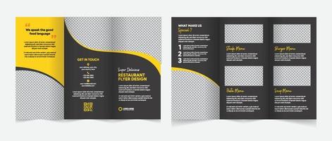 Modern food tri-fold brochure and menu design template. Tri-fold restaurant food menu brochure design template. vector