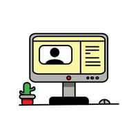 Modern concept, illustration of monitor computer. icon. Line art. outline. Flat art vector