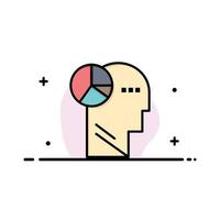 Graph Head Mind Thinking  Business Flat Line Filled Icon Vector Banner Template