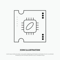 Cpu Microchip Processor Processor Chip Line Icon Vector