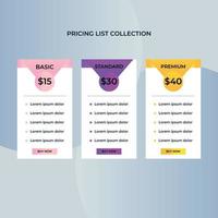 tres tarifas. interfaz para el sitio. ui ux vector banner para web app.vector background.set oferta tarifas.eps