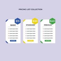 Clean Price Table Template for Website and Applications.Set offer tariffs. ui ux vector banner for web app..eps