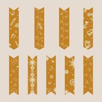 Set of brown christmas sticky washi tapes new year clipart vector