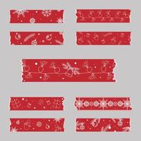 Washi tape sticker set christmas themed new year clipart vector