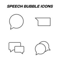 Minimalistic outline signs drawn in flat style. Editable stroke. Vector line icon set with symbols of rectangular and oval speech bubbles