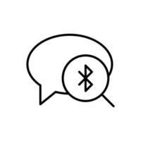 Simple vector isolated pictogram drawn with black thin line. Editable stroke for web sites, adverts, stores, shops. Vector line icon of wi fi sign in loupe in speech bubble