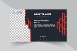 Professional Website banner With Red Shapes vector