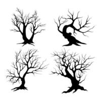 Halloween tree set. Vector Set of Silhouettes of Trees