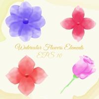 watercolor flower elements, suitable for pattern, and others. eps 10 vector