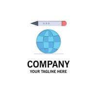 World Education Globe Pencil Business Logo Template Flat Color vector