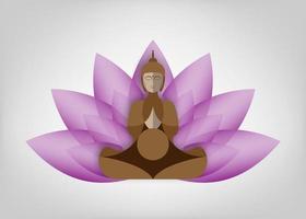 Buda sentado sobre flor de loto. ilustración vectorial esotérica. fondo de cultura decorativa vintage. dibujo estilizado moderno. indio, budismo, arte espiritual. tatuaje, espiritualidad, dios tailandés, yoga vector