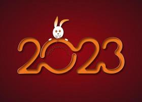 año nuevo chino 2023 año del conejo, símbolo del zodiaco chino, concepto de año nuevo lunar, vector aislado en el diseño de fondo rojo moderno