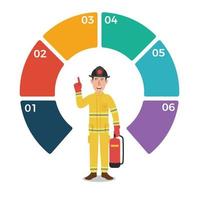 Firefighter with Blank Circle Infographic Template vector