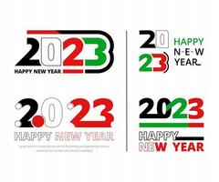 Happy new year 2023 typography design with geometric text illustration template pro download vector