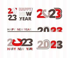 Happy new year 2023 typography design with abstract text background template pro download vector