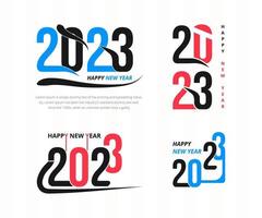 Happy new year 2023 typography t shirt design with abstract black text background template pro download vector