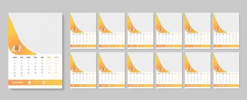 Diseño de calendario de pared 2023 con plantilla de calendarios comerciales imprimibles mensuales pro vector