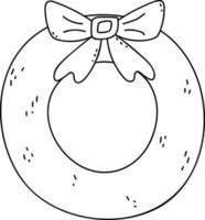 corona de navidad dibujada a mano sola. ilustración de garabato clipart vectorial para navidad y año nuevo. esbozar la página del libro de colorear para niños. vector