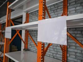 White Blank Mock up paper on the Shelves photo