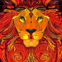 Lion head digital paint art illustration vector