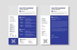 plantilla de currículum limpia y elegante con carta de presentación, vector de plantilla de cv creativo minimalista