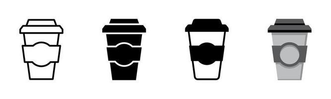 Disposable coffee cup icon set of 4, design element suitable for websites, print design or app vector