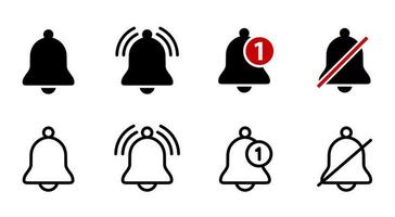 Bell notification icon set of 4, design element suitable for websites, print design or app vector