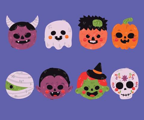 Halloween Masks Elements Illustration