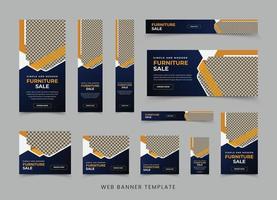 Modern furniture sale web banner template design vector