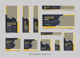 Modern furniture sale web banner template design vector