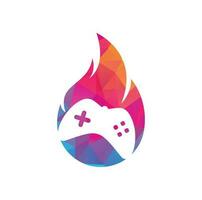 vector de diseño de icono de logotipo de fuego de juego. pad de juego con un fuego para el logotipo de juego