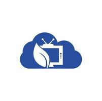 Nature TV cloud shape concept vector logo template. Agricultural broadcast TV logo