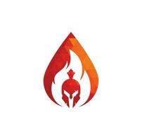 vector de diseño de logotipo de fuego espartano. logotipo de casco espartano en llamas.