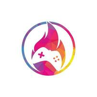 vector de diseño de icono de logotipo de fuego de juego. pad de juego con un fuego para el logotipo de juego