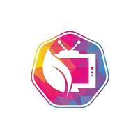 plantilla de logotipo de vector de tv de naturaleza. logotipo de televisión de difusión agrícola.