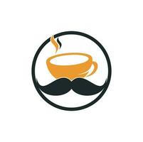 Mustache coffee logo design template. creative coffee shop logo inspiration vector