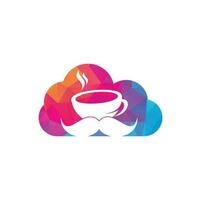 Mustache coffee cloud shape logo design template. creative coffee shop logo inspiration vector