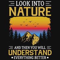 diseño de camiseta impresionante de montaña vector