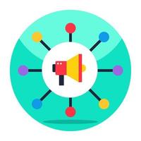 Marketing network icon, flat design vector