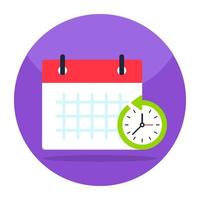 Calendar with clock showing concept of timetable vector